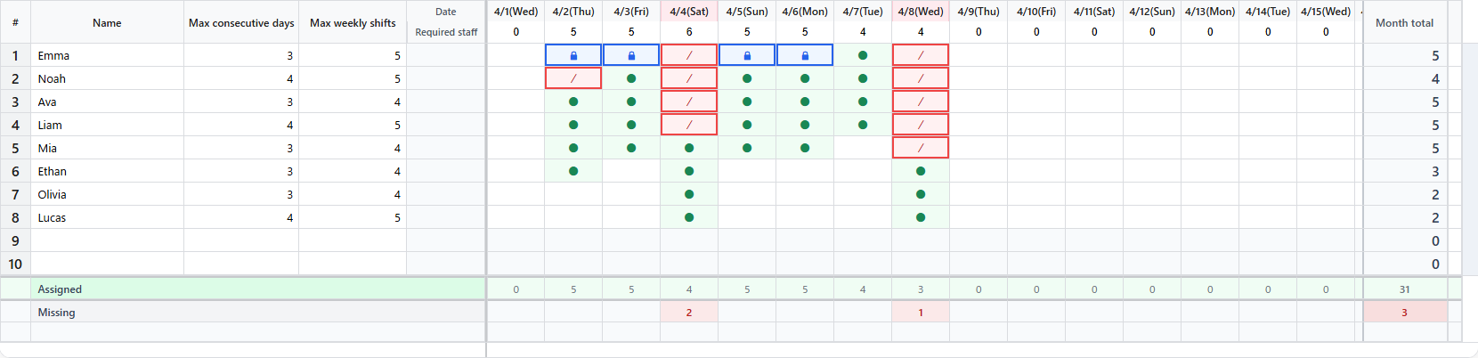 Current app UI grid screenshot with dummy data